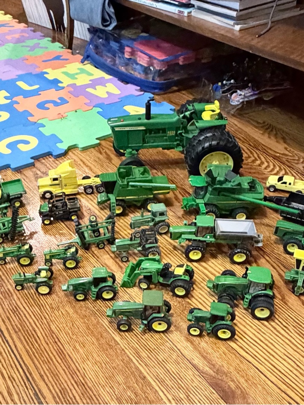 John Deere Green and Yellow Toy Tractor & Farm Machine Lot